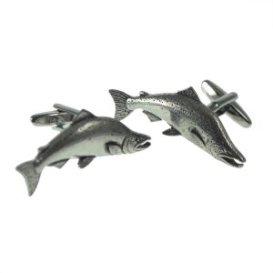 English Made Large Salmon Pewter Cufflinks