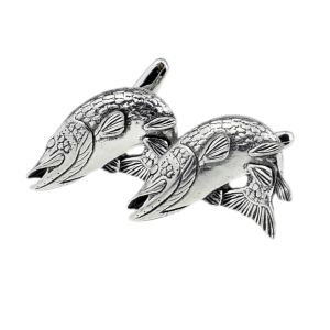 English Made Turning Pike Fish Pewter Cufflinks