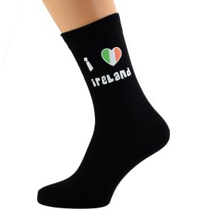 I Love Ireland Flag Design Mens Black Socks