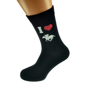 I Love Horse Racing Image Design Mens Black Socks