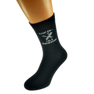 Trust me I'm a Hairdresser Image Design Mens Black Socks