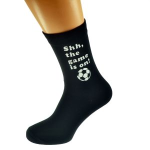 Shh the game is on Football Fan Mens Black Socks