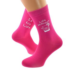Life without Gin is No Life Fun Ladies Hot Pink Socks