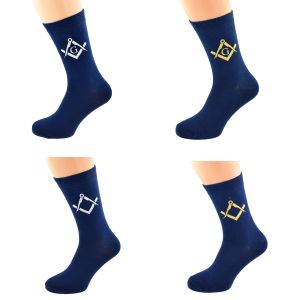 Navy Blue Socks with Masonic Design