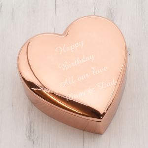 Rose Gold Plated Heart Trinket Box (engravable)