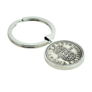 Silver Keyring with Polished Shilling Coin (Engravable)