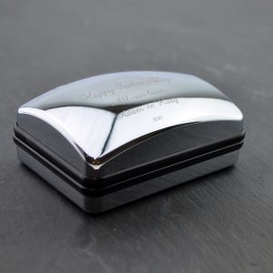 Engravable De Luxe Large Lightweight Silver Cufflinks Box