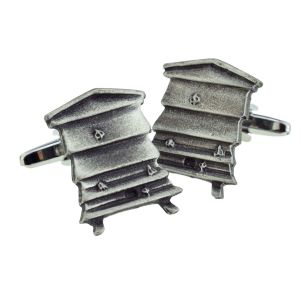 English Made Pewter Beehive Honey Bees Apiarist Cufflinks