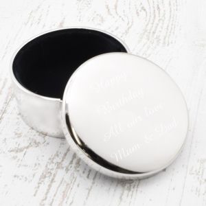Round Silver Trinket Box (engravable)