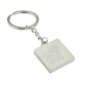 Engraved Bee Design Square Keyring