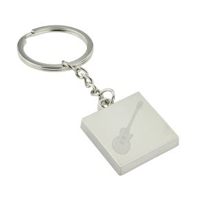 Engraved Electric Guitar Design Square Keyring