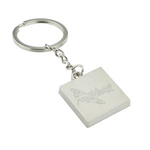 Engraved Spitfire Design Square Keyring