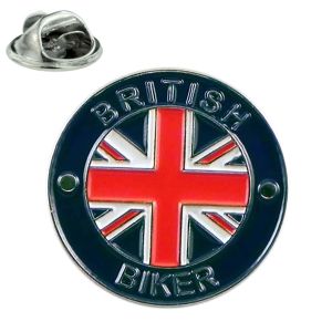 British Biker Union Jack Flag Metal Lapel Pin Badge