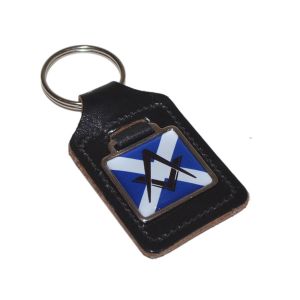 Leather Keyring Scottish Saltire Flag Masonic no G design