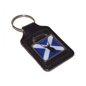 Leather Keyring Scottish Saltire Flag Stag design