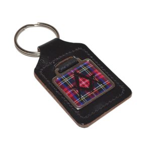 Leather Keyring Scottish Royal Stewart Tartan Masonic no G design