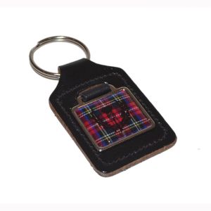 Leather Keyring Scottish Royal Stewart Tartan Thistle design