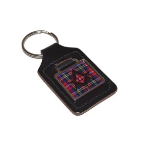 Leather Keyring Scottish Royal Stewart Tartan Masonic G design