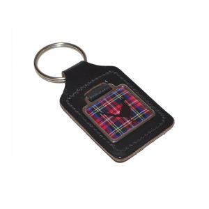 Leather Keyring Scottish Royal Stewart Tartan Pheasant design
