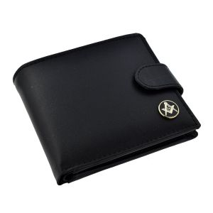 Black Leather Wallet with Black Masonic Coin Design (Gold with G)