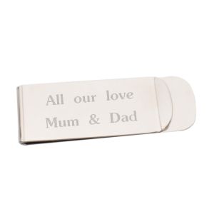 Personalised Straight Silver Plated Money Clip in Box 