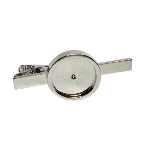 Rhodium Plated Tie Clip  with 19mm Bezel Cabochon Recess (suitable for doming or Sixpence coins)