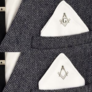 Masonic Compass & Square Pocket Square - with or without G
