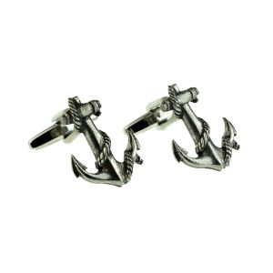 English Made Pewter Cufflinks Ships Anchors