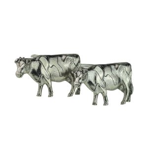 English Made Pewter Cufflinks Cow Farm Animal