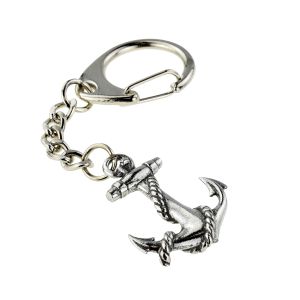Pewter Nautical Anchor & Chain Design Keyring