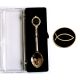 Crown Design Silver Souvenir Spoon with black religious fish motif