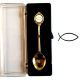 Crown Design Gold Plated Souvenir Spoon with White Religious Fish design motif