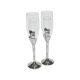 Twin Crystal Hearts Romantic Pair of Champagne Flutes
