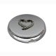 Crystal Heart Silver Plated Handbag Mirror in Gift Box