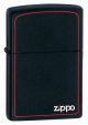Zippo Black Matte With Zippo Logo And Red Lined Border (engravable)