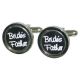 Round Black Brides Father Wedding Cufflinks