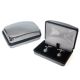 Silver Swarovski Pearl Cufflinks in Engravable Chrome Box
