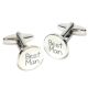 White Round Wedding Text Cufflinks in All the Roles