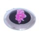 Contemporary Black & Pink Orchid Ladies Round Handbag Mirror