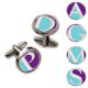 Monogram Initial Themed Cufflinks A - Z, teal & purple
