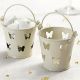 SPECIAL OFFER Ivory Outline Butterfly Design Metal Favour Bucket