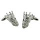 Rhodium Plated Skull with Beard and Crown Design Cufflinks