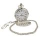 Silver Finish High Quality Pocket Watch and Clip Chain Featuring Roman Numerals