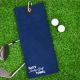 Personalised with Name Lucky Golf Towel Design Navy Blue Microfibre Golf Towel