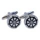 Buddhist Wheel of Dharma Design Round Cufflinks