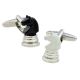 Black & White Chess Knights Cufflinks