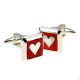 Valentine Red & Silver Heart Cufflinks