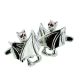 Closed Wings Red Crystal Eyes Bat Cufflinks