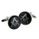 Black & Silver Enamelled Masonic Freemason Cufflinks