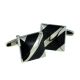 Rhodium Plated Pyramidal Black Classic Cufflinks (DWC)